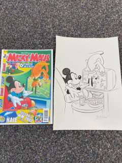 Ray Nicholson | Micky Maus magazin - Original coverdrawing of Mickey and Pluto by Ray Nicholson - Size: 26 x 36 cm. | Catawiki