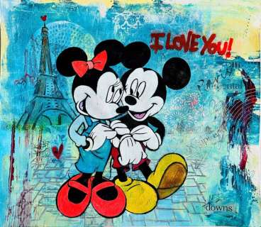 Meb Dessin | Mickey & Minnie "Love Walk in Paris" - Original Mixed Media - Meb Dessin Signed | Catawiki