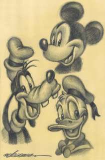 Joan Vizcarra | Mickey, Donald & Goofy Portraits - Original Drawing - Joan Vizcarra - 50 x 32 cm - Pencil Art | Catawiki