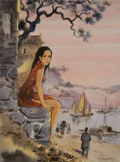 Charles, Jean-François | Charles, Jean-François - Peinture originale + portfolio - China Li - Ex-libris Librairie BrÃ¼ssel | Catawiki