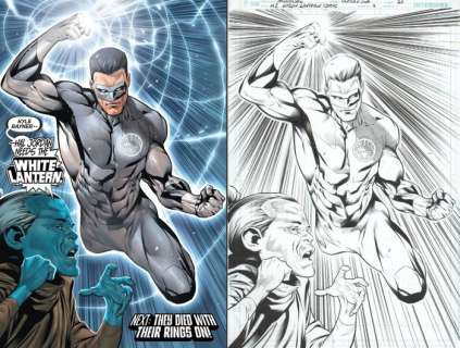 Rafa Sandoval | Hal Jordan and the Green Lantern Corps #9 - Original splash page (p.20) - First appearance of White Lantern - Size: 29 x 42 cm. - (2016) | Catawiki