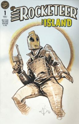 THE ROCKETEER THE ISLAND BLANK COVER WITH ORIGINAL DRAWING BY OLIVIER VATINE - ROCKETEER | Pulp’s