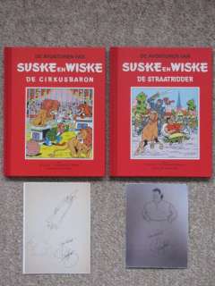 Willy Vandersteen | Suske en Wiske 26 + 30 - De Cirkusbaron + De Straatridder - Rode Klassiek Reeks - 2x fraaie pentekening Paul Geerts - Cartonné - Réédition - (1996) | Catawiki