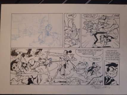 Munuera, José Luis | Munuera, José Luis - Demi-planche originale - Spirou et Fantasio T48 - L’Homme qui ne voulait pas mourir - (2005) | Catawiki
