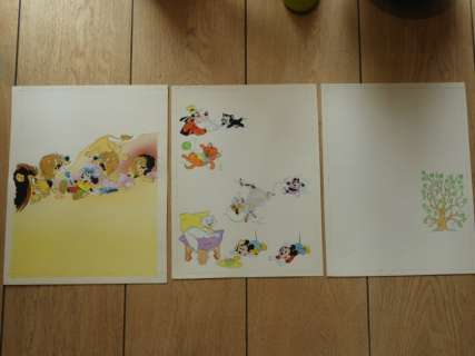 Disney | Disney Studios - 3 Dessins originaux - Crayon & Aquarelle - Illustrations (1980) | Catawiki