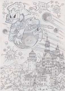 Julian Jordan | Julian Jordan - DuckTales - Scrooge The Baron Munchausen - Original first Pencil - Size: 42 x 30 cm A3 | Catawiki