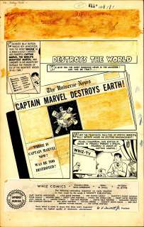 Schaffenberger - CAPTAIN MARVEL DESTROYS THE WORLD, WHIZ #135, Comic Book Page | Russ Cochran
