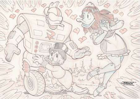 Julian Jordan | Julian Jordan - Ducktales - Scrooge McDuck - Gizmoduck & Robotica - Size: 30 x 21 cm. A4 | Catawiki