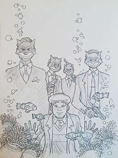 Simon, Fred - Simon, Fred - Crayonné préparatoire pour la couverture - Le Poisson-Clown tome 1 - Happy