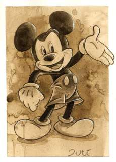 Guti, Coffee Artist | Mickey Mouse "Hello Buddy!" - Original Coffee Painting - Guti Signed - Original Coffee Art | Catawiki