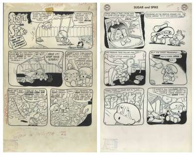 Sheldon Mayer Original Hand-Drawn ‘‘Sugar and Spike‘‘ Comic Book -- Complete Issue of 26 Pages From the June 1958 Issue #16 -- How Sugar & Spike Met, Batman Costume for Spike & Appearance by Scribbly!