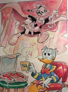 Alessandro Gottardo | Donald Duck - â€œAnche gli eroi si rilassano con la pizzaâ€ - Exemplaire unique (2020) | Catawiki