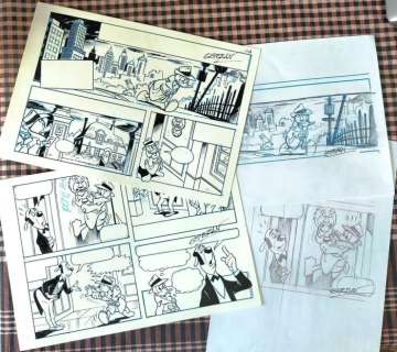 Ignasi Calvet Estéban | Donald Duck - Esteban - Original Page & Sketches - "Diep door het stof" (H 2019-036) | Catawiki