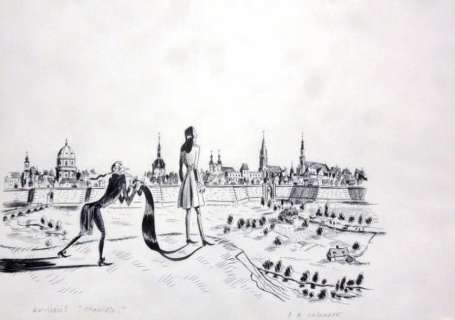 Casanave Daniel | Â«ChamissoÂ». Dessin Ã  l’encre de Chine pour un projet de | Tessier Sarrou