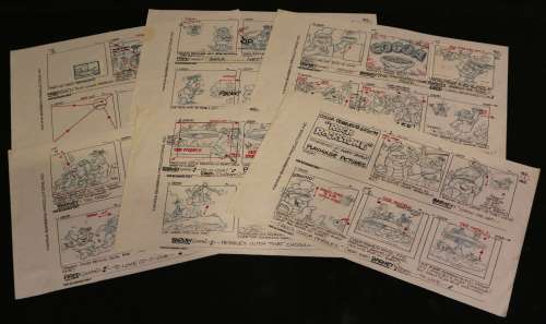 Scott Shaw - Flintstones Coca Pebbles #6F2079 "Rock Rockstone" Tv Commercial 6Pc Complete Storyboard Art - 1987