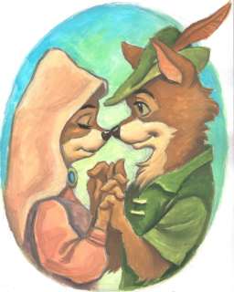 Joan Vizcarra | Robin Hood & Lady Marian In Love - Original Painting - Joan Vizcarra Signed - Acrylic Art - Original Artwork | Catawiki
