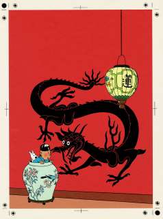 Hergé (Studios) | Tintin, Le Lotus Bleu, bleu de coloriage et son film noir pour la couverture de l'album. | Septimus