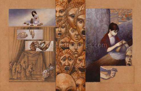 Régis Penet - Double-planche originale n°8 et 9 - Antigone