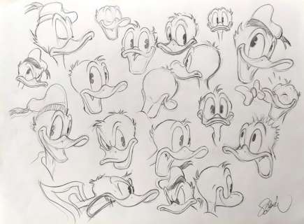 Sergio Garrido | Donald Duck - Face Expressions - Signed Original Drawings by Sergio Garrido - Exemplaire unique - (2019) | Catawiki