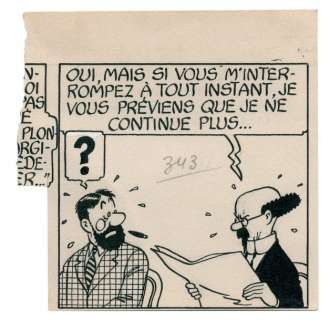 Hergé | Tintin - Les 7 boules de cristal  Encre de Chine pour la 3e case | Millon