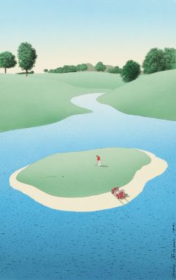 Guy Billout | Golf is a "Business" - Annual Report for GATX Capital Corporation, 1990 | Philippe Labaune Gallery