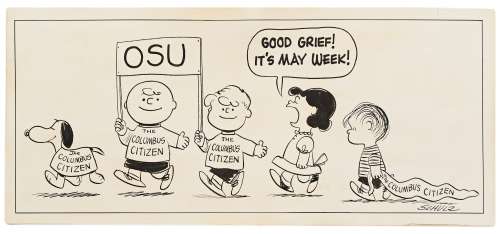Charles Schulz Original ’’Peanuts’’ Advertising Artwork, Circa Mid-1950s -- Measures 18.75’’ x 8.25’’ | Nate Sanders