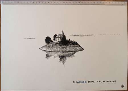 Baudoin, Edmond | Baudoin, Edmond - Dessin original - Les Chemins de l’eau en Provence n°28 - Le Barrage de Serre-Ponçon 1955-1959 - (2011/2012) | Catawiki