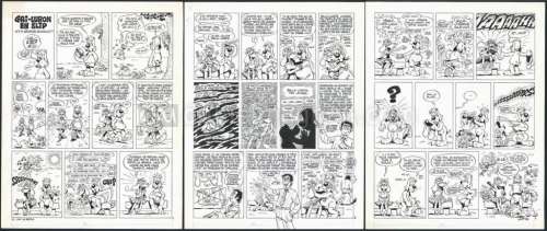 Marcel Gotlib - 3 planches originales pour l‘ histoire complète en 3 pages " Gai Luron en slip " - Gai-Luron