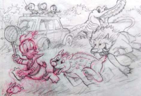 Barks, Carl | Original sketch for a painting  - Foodchain!  - (1995) | Catawiki