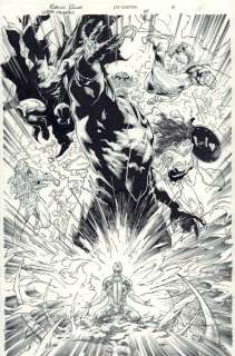 Jay Leisten - green lanterns #5 p. 10 - red lantern (atrocitus,) simon baz, superman, batman, wonder woman, aquaman, cyborg, and flash - 2016 signed