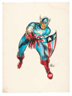 LARGE CAPTAIN AMERICA ORIGINAL PAINTING BY CO-CREATOR JOE SIMON. | Hake’s
