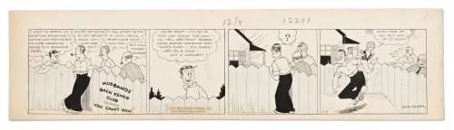 Chic Young Hand-Drawn ’’Blondie’’ Comic Strip From 1933 -- Blondie Breaks Up the ’’Husbands’ Back Fence Club’’ | Nate Sanders