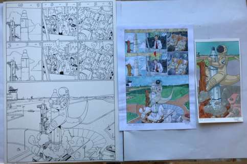 Torres, Daniel | Torres, Daniel - Original page + original colour page + original colour drawing - Tom astronauta - (2003) | Catawiki