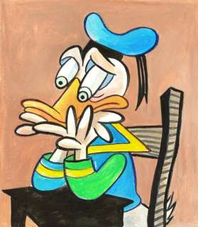 Tony Fernandez | Donald Duck Inspired By Picasso’s "Buste de Femme" [Bust of a Woman] - Original Painting - 50 x 35 cm - Tony Fernandez Signed - Acrylic Art - Original Artwork | Catawiki