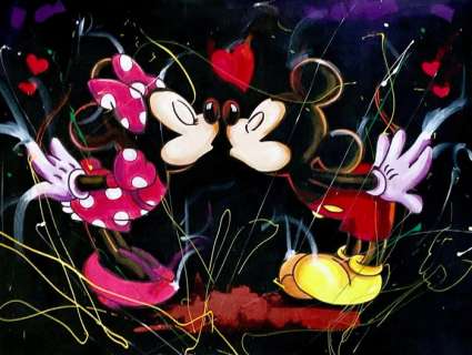 Carlito Peña | Mickey & Minnie Mouse - Kissing - Original Artwork by Carlito Peña - 80 x 60 cm | Catawiki