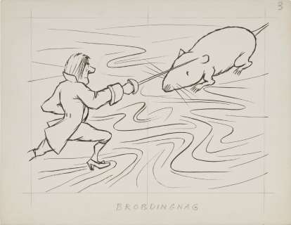 Chaval, Ivan Le Louarn Dit (1915-1968) | Brobdingnag (Illustration pour le livre "Les voyages de Gulliver") | Fauve Paris