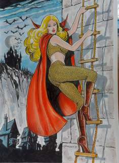 Balzano Birago | Zora la Vampira - Balzano Birago - illustrazione originale acquarello - Page volante - (1990) | Catawiki