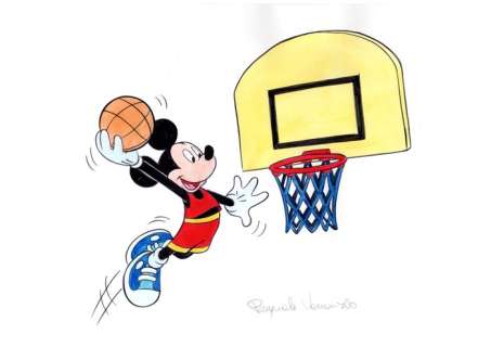 Pasquale Venanzio | Disney Merchandising - Air Mickey - Signed Coloured Artwork by Pasquale Venanzio + artist’s puzzle | Catawiki