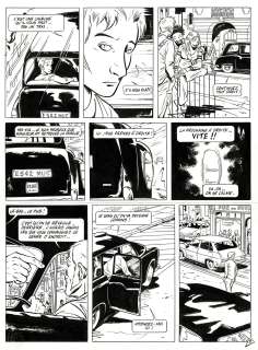 Michel Constant - Lot 388 - Bitume, Taxi City, planche originale à l’encre de chine.