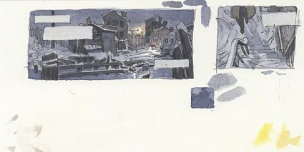 Juanjo Guarnido | Blacksad, Tome 2, Artic-Nation, Recherches de cases, cases n°1 et 2 planche 22 | Galerie 9ème Art