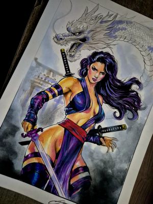 Guilherme Silva - Psylocke - Pinup art by Guilherme Silva - 9,8" x 13,6"