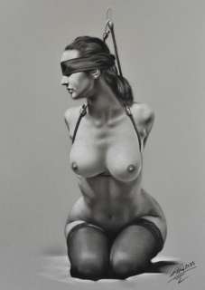 Denis Prenzel | Denis Prenzel - Original drawing - Bondage Girl- Size: 29,7 x 42 cm - Page volante - Exemplaire unique - (2023) | Catawiki