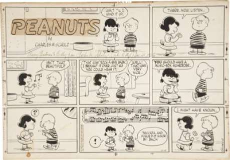 Charles Schulz Peanuts Sunday Comic Strip Original Art Signed with a Christmas Greeting dated 11-4-56 - | Heritage