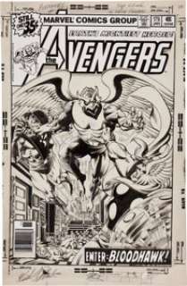 Keith Pollard and Rudy Nebres The Avengers #179 Origin of the Bloodhawk Cover Original Art (Marvel, 1979). This -
