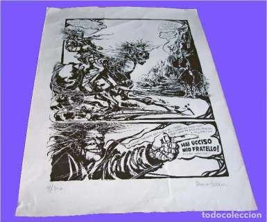 Litografía nº 11/300 FIRMADA: PAGINA de La Dinastia dei Miller - Maurizio Bovarini (1980)