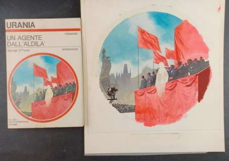 Karel Thole | Urania #718 - Karel Thole - Originale di Copertina "Un Agente dall’Aldilà" + Volume a Stampa - Page volante - Exemplaire unique - (1977) | Catawiki