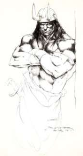 Bill Sienkiewicz and Ande Parks Conan the Barbarian Illustration Original Art (1979-87). Offered here is a brawny -