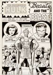 Jack Kirby and Dick Ayers Incredible Hulk #5 Tyrannus "Beauty and the Beast" Splash Page 1 - | Heritage