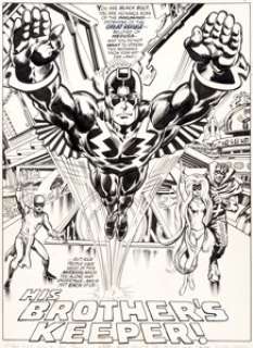 Neal Adams and Tom Palmer Amazing Adventures #5 Splash Page 1 Inhumans: Black Bolt, Karnak, Medusa, and Gorgon -