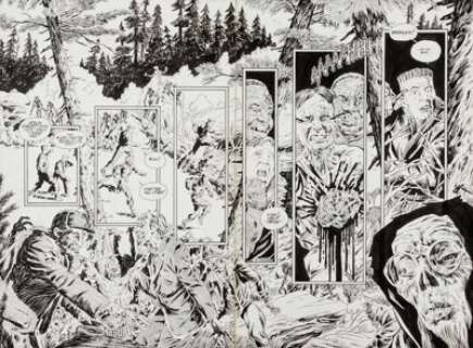 Dan Day and Dave Day Deadworld Page 28 and 29 Original Art (Caliber, 1990s). This spine-tingling zombie scene -